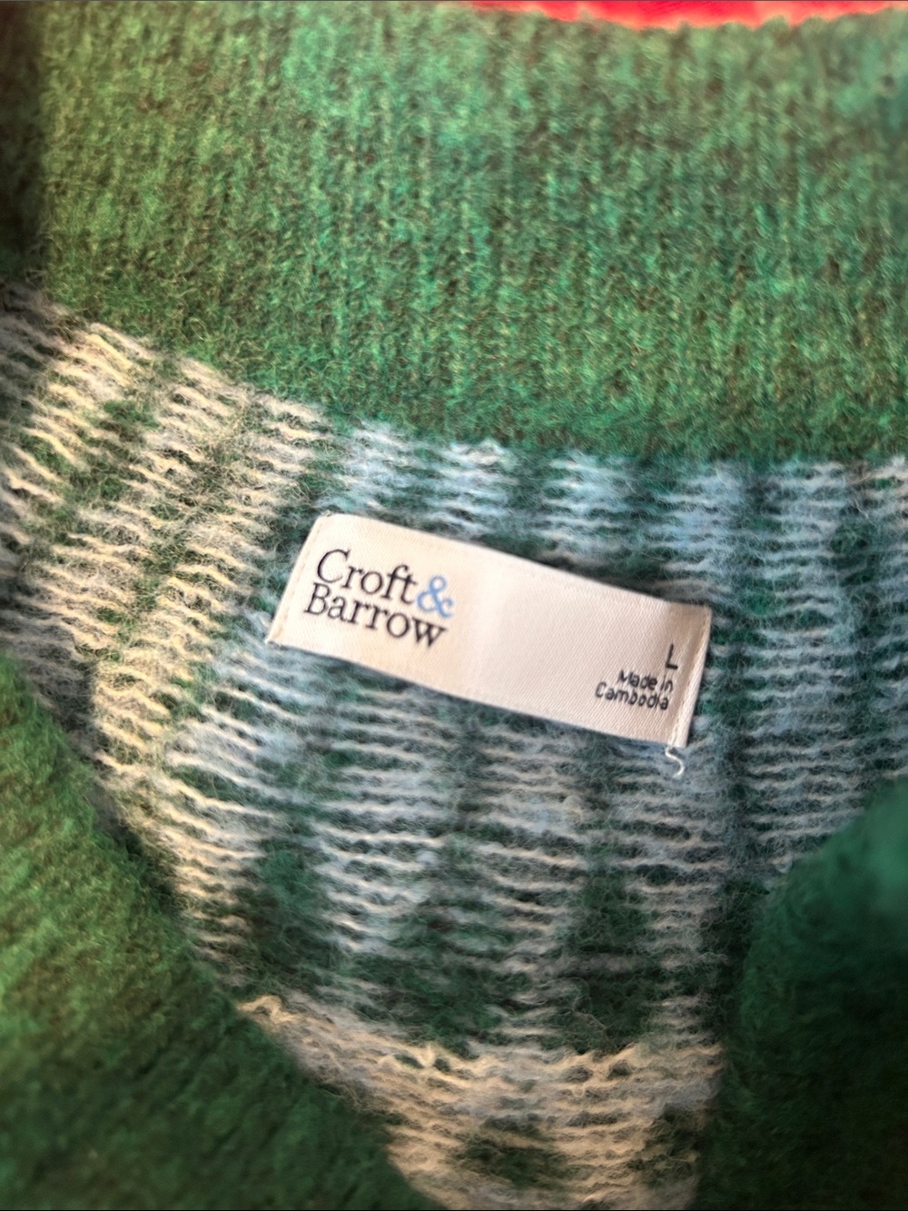 NWT croft & barrow Green Fair Isle Sweater Size Large - Picture 6 of 8